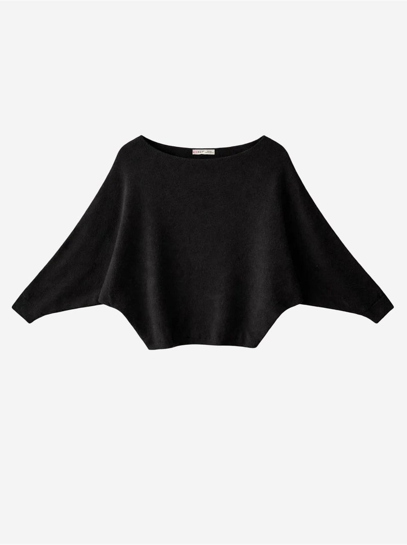 Pull oversize à col bateau en maille côtelée mixray Noir - Kiabi