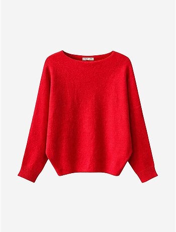 Pull oversize à col bateau en maille côtelée mixray