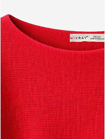 Pull oversize à col bateau en maille côtelée mixray