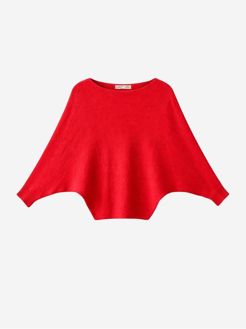 Pull oversize à col bateau en maille côtelée mixray Rouge - Kiabi