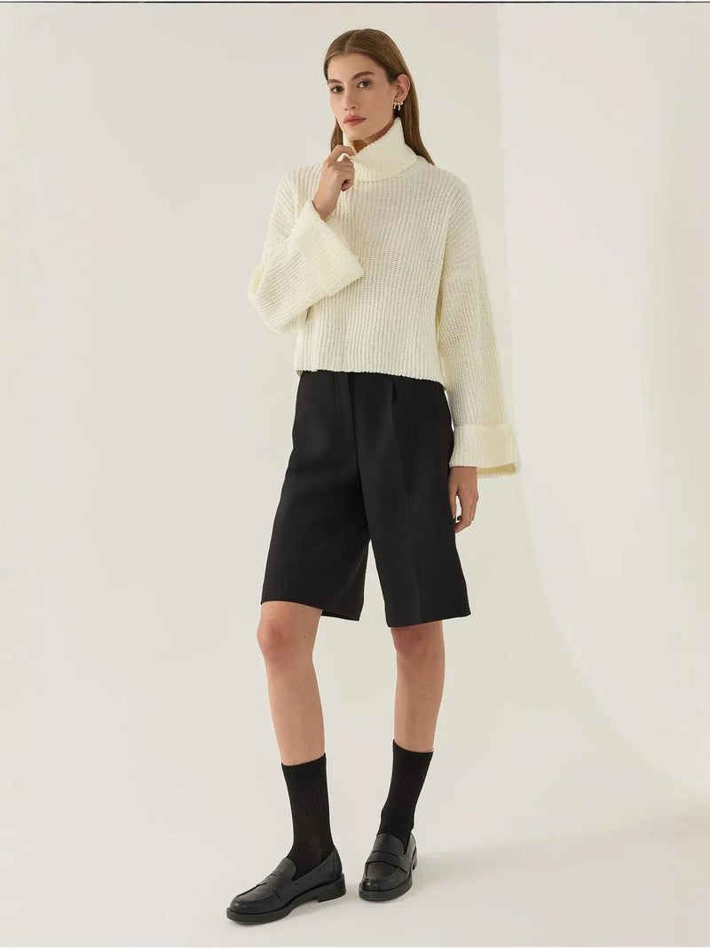 Pull oversize à col montant Blanc - Kiabi