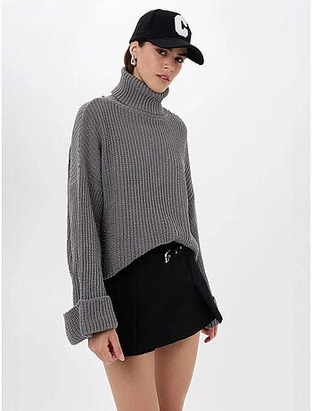 Pull oversize à col montant