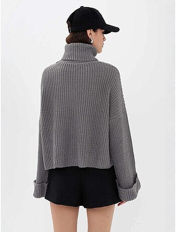 Pull oversize à col montant