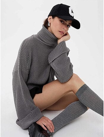 Pull oversize à col montant