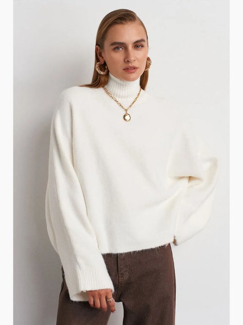 Pull oversize à col roulé côtelé dilvin - Kiabi