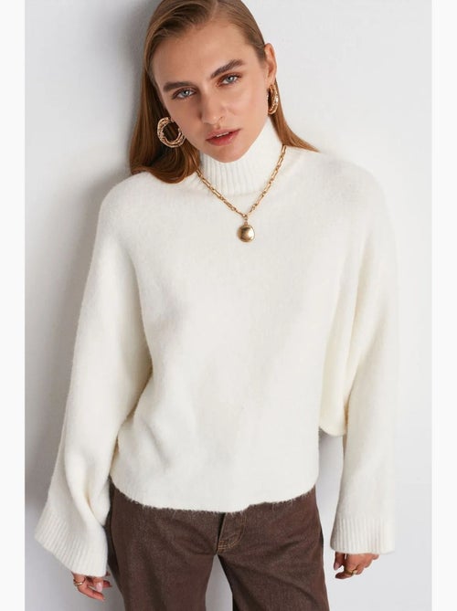Pull oversize à col roulé côtelé dilvin - Kiabi