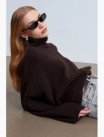 Pull oversize à col roulé côtelé dilvin