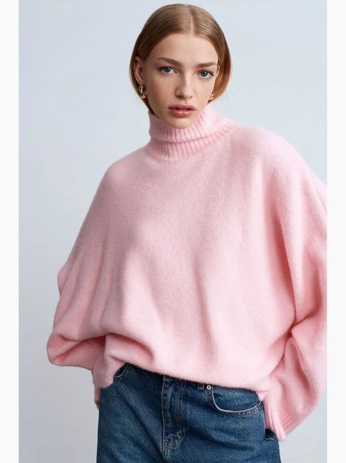 Pull oversize à col roulé côtelé dilvin - Kiabi