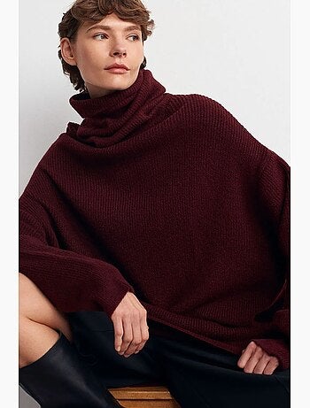 Pull oversize à col roulé côtelé dilvin