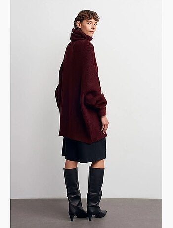 Pull oversize à col roulé côtelé dilvin
