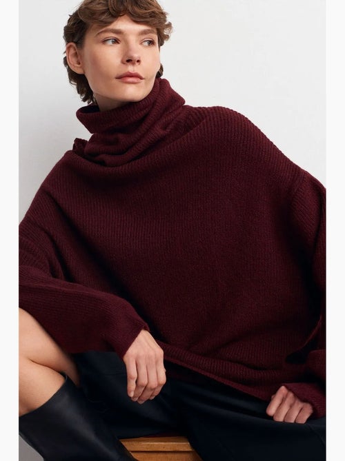 Pull oversize à col roulé côtelé dilvin - Kiabi