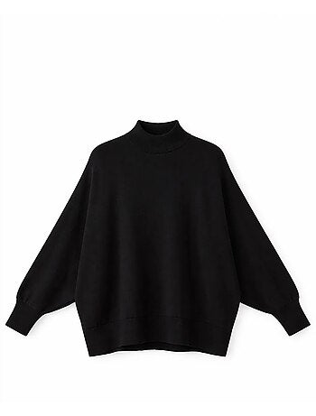 Pull oversize à col roulé côtelé et manches mi-longs mixray
