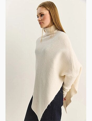 Pull oversize à col roulé en maille côtelée avec ceinture lucci