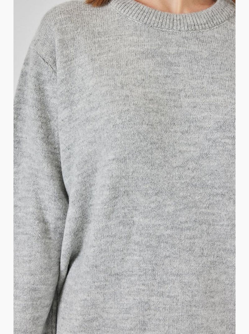 Pull oversize à motif argyle et col rond bdart Gris clair - Kiabi