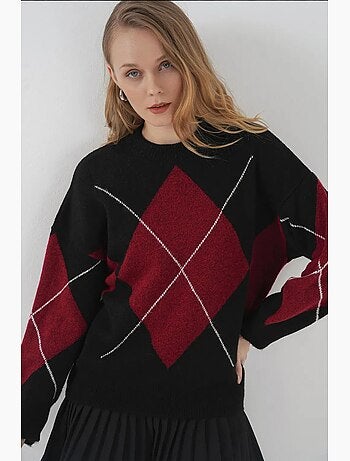 Pull oversize à motif argyle et col rond bdart