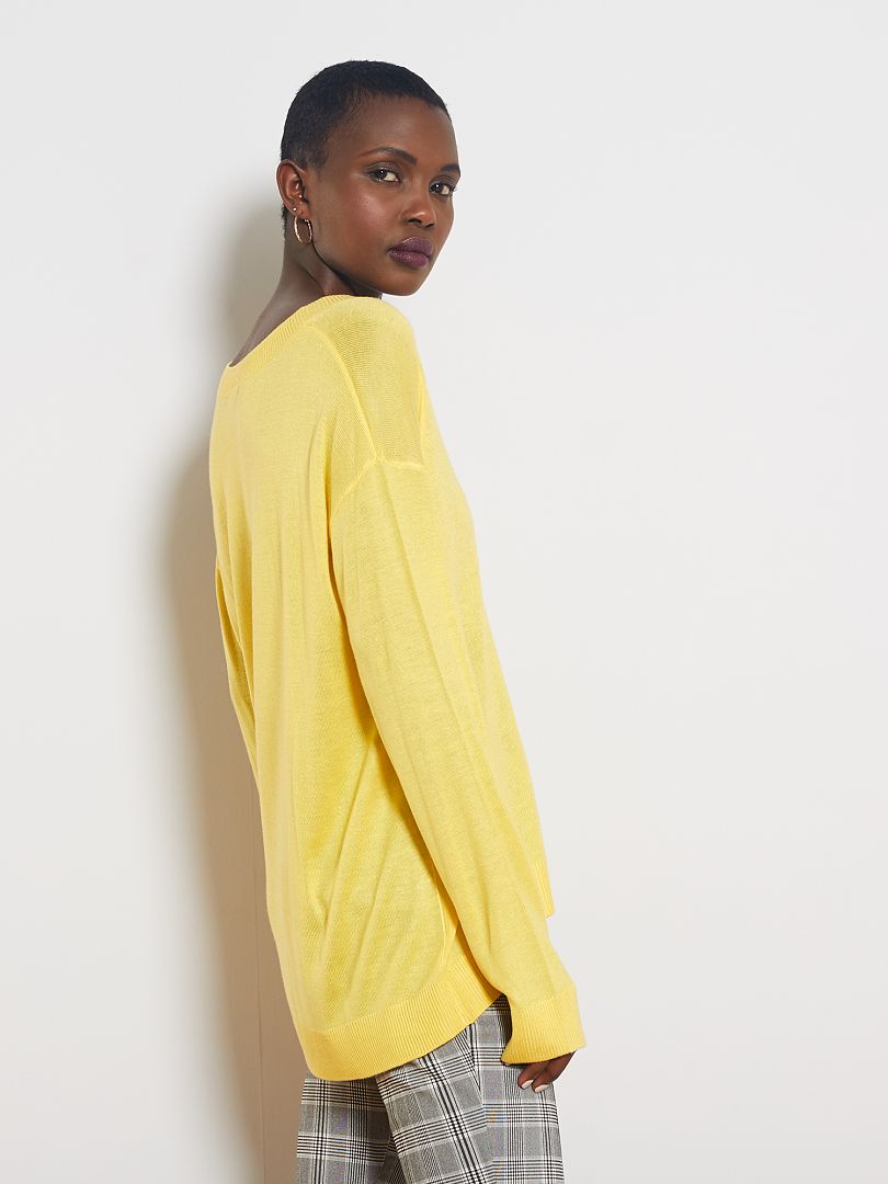 Pull oversize col V jaune Kiabi 10.00