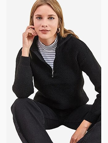 Pull oversize en maille à col roulé zippé lucci