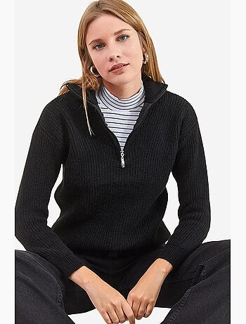 Pull oversize en maille à col roulé zippé lucci