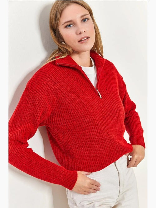 Pull oversize en maille à col roulé zippé lucci - Kiabi