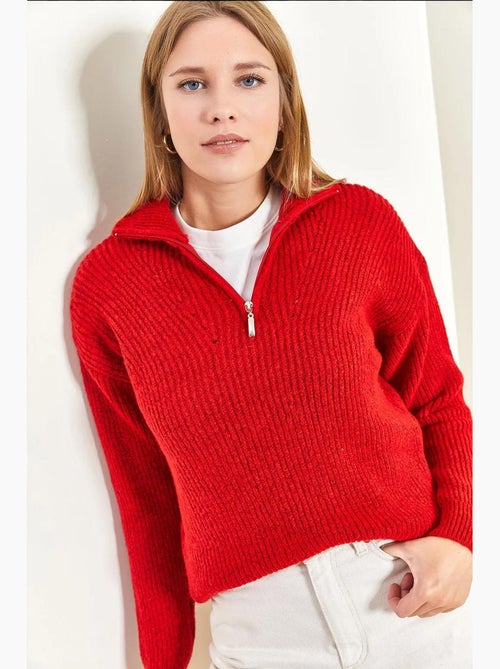 Pull oversize en maille à col roulé zippé lucci - Kiabi