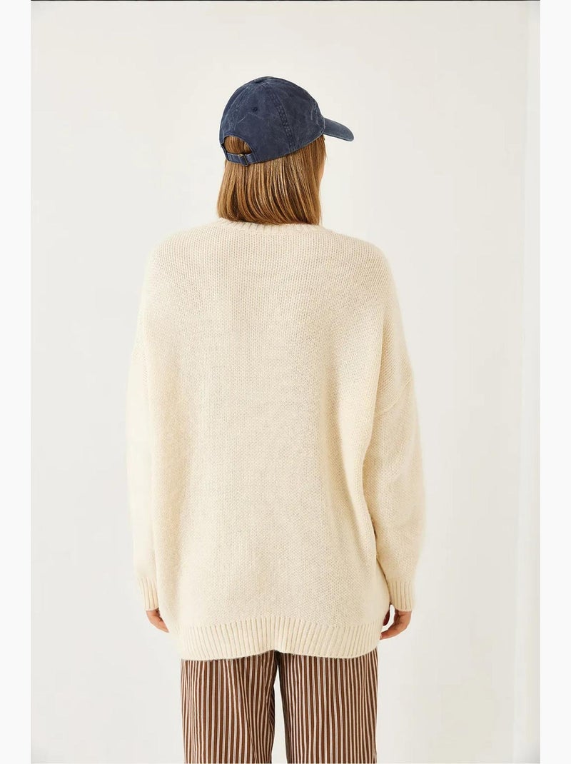 Pull oversize en maille à imprimé ours en peluche lucci Beige argile - Kiabi