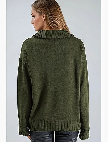 Pull oversize en maille côtelée avec col zippé my fashion