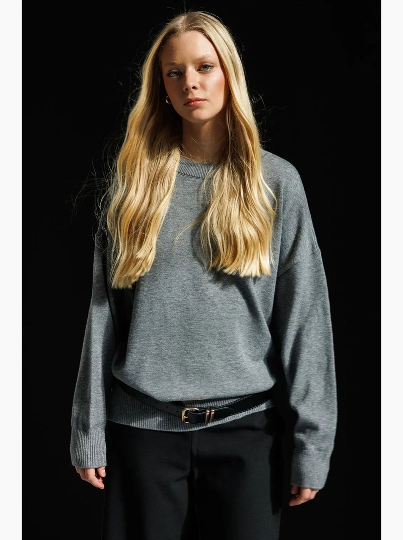 Pull oversize en maille côtelée mixray Gris foncé - Kiabi