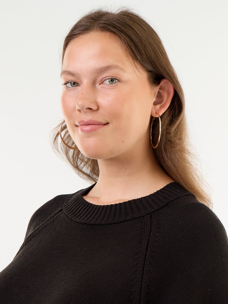 Pull oversize en maille manches courtes Noir - Kiabi