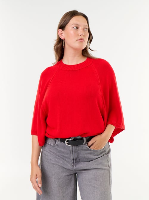 Pull oversize en maille manches courtes - Kiabi