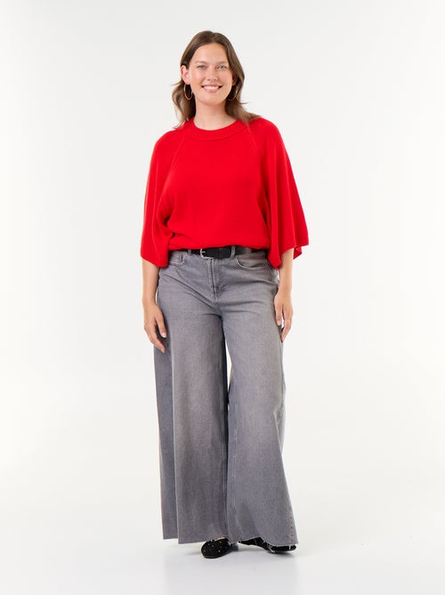 Pull oversize en maille manches courtes - Kiabi