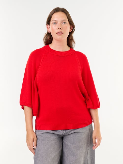 Pull oversize en maille manches courtes - Kiabi
