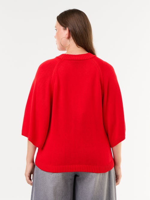 Pull oversize en maille manches courtes - Kiabi