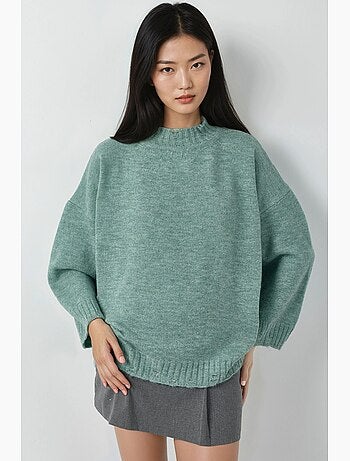 Pull oversize en maille texturée à col rond my fashion
