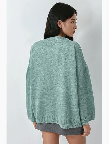 Pull oversize en maille texturée à col rond my fashion