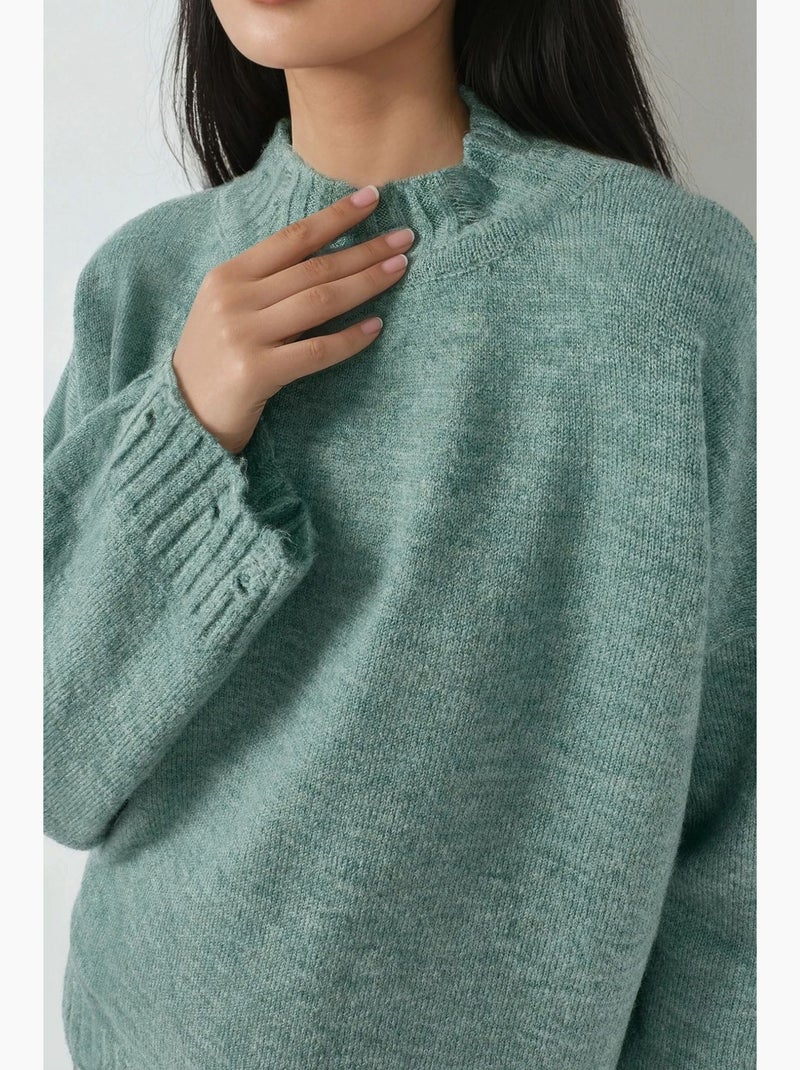 Pull oversize en maille texturée à col rond my fashion Vert menthe - Kiabi