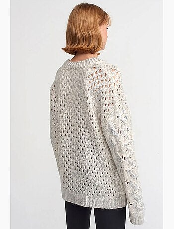Pull oversize en maille torsadée à col rond dilvin