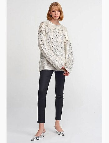 Pull oversize en maille torsadée à col rond dilvin