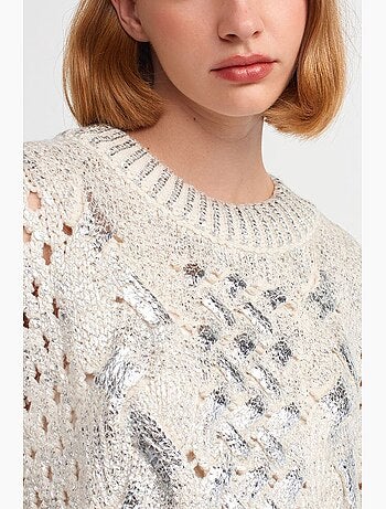 Pull oversize en maille torsadée à col rond dilvin