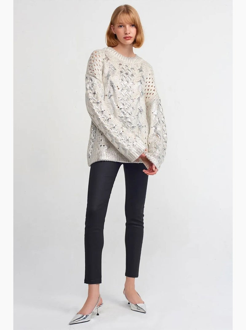 Pull oversize en maille torsadée à col rond dilvin Beige naturel - Kiabi