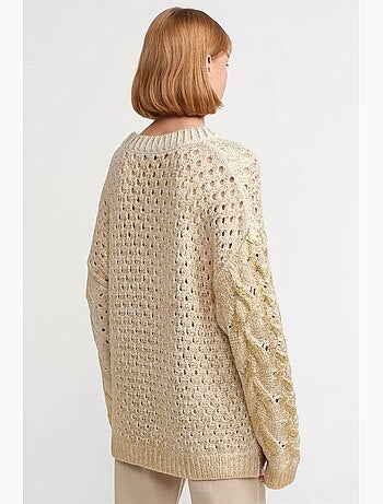 Pull oversize en maille torsadée à col rond dilvin
