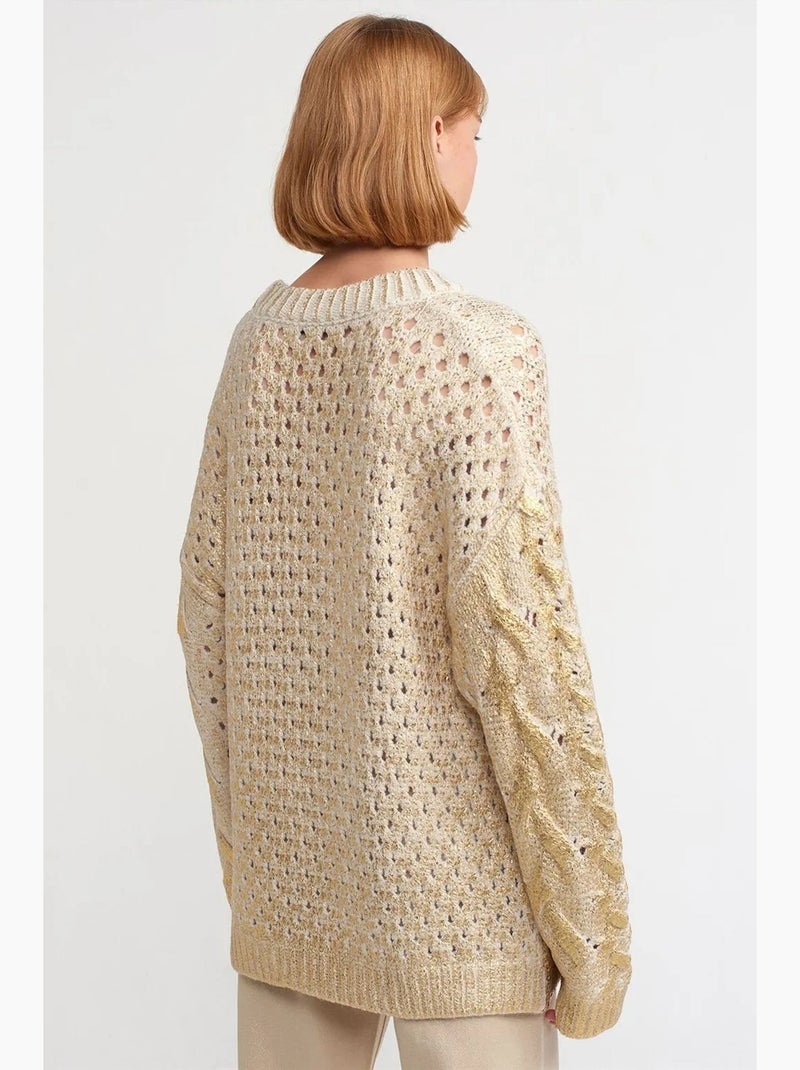 Pull oversize en maille torsadée à col rond dilvin Crème - Kiabi