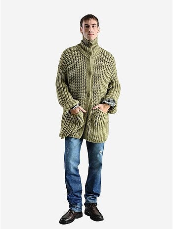 Pull oversize giesto en maille côtelée à col roulé court
