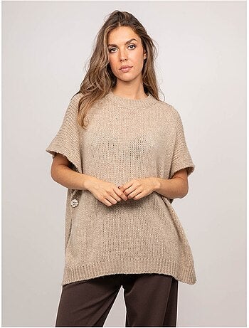 Pull oversize manches courtes grosse maille kireve