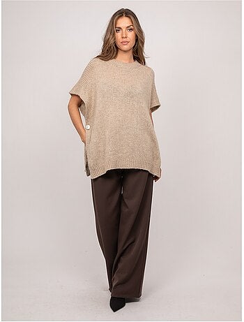 Pull oversize manches courtes grosse maille kireve