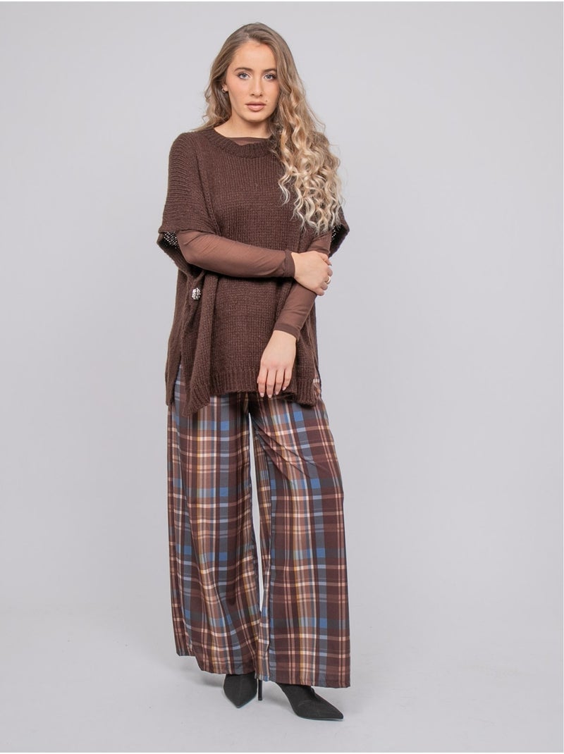 Pull oversize manches courtes grosse maille kireve Marron - Kiabi