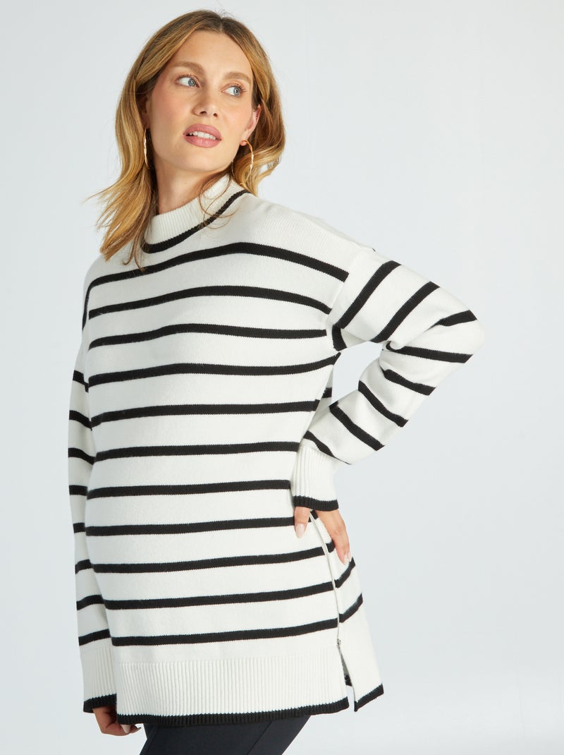 Pull oversize marinière grossesse Blanc/noir - Kiabi