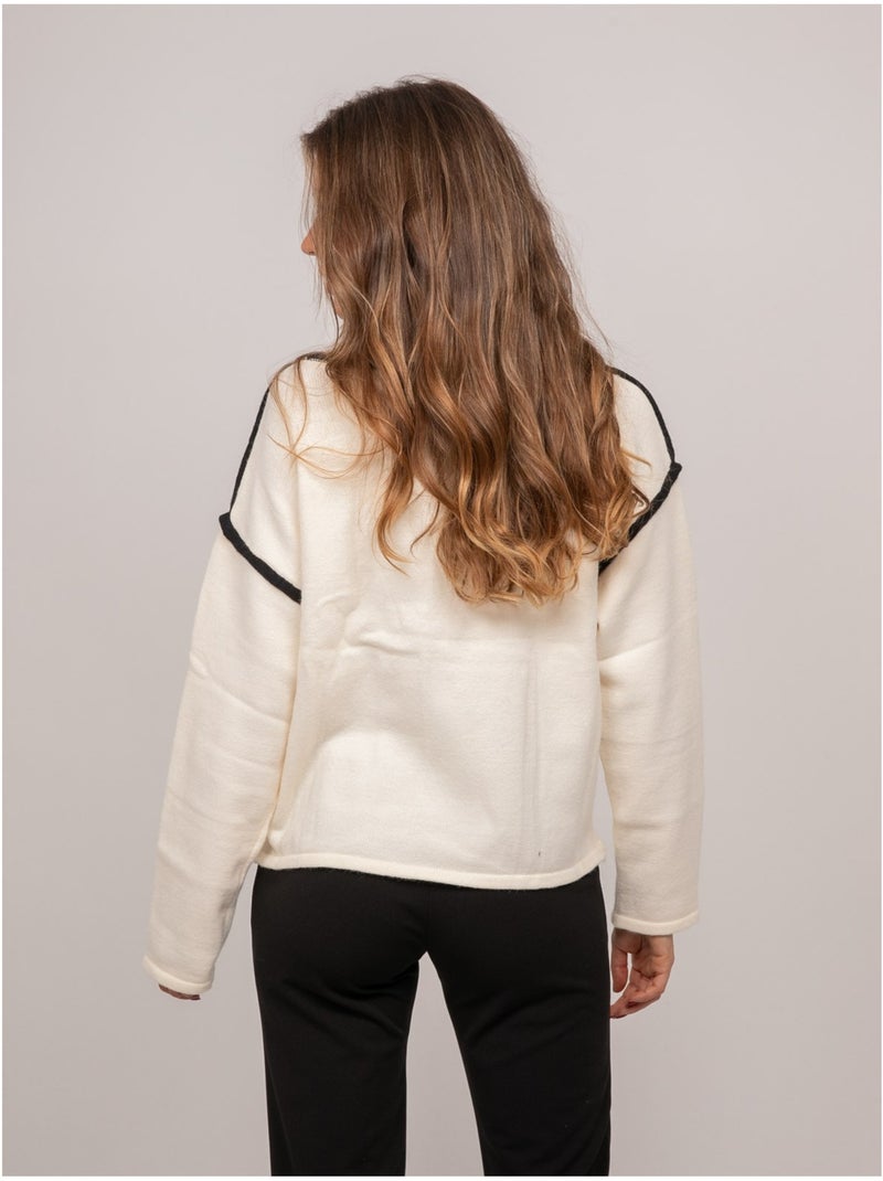 Pull oversize message brodé "lucky me" kevisse Blanc - Kiabi