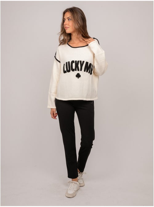 Pull oversize message brodé "lucky me" kevisse - Kiabi Pull oversize message brodé "lucky me" kevisse - Kiabi