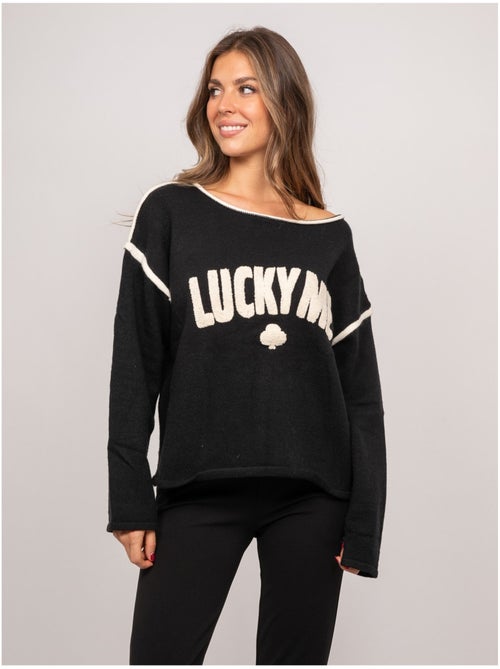 Pull oversize message brodé "lucky me" kevisse - Kiabi Pull oversize message brodé "lucky me" kevisse - Kiabi