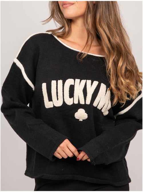 Pull oversize message brodé "lucky me" kevisse - Kiabi Pull oversize message brodé "lucky me" kevisse - Kiabi